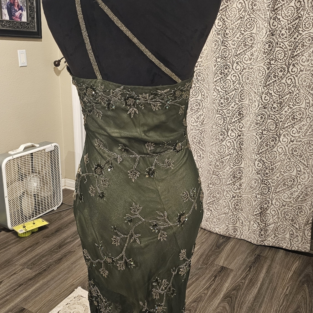 Scala Green One Shoulder Dress for Weddings